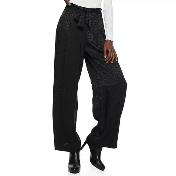 Women’s Nine West Elastic-Back Belted Wide-Leg Pants L - Picture 1 of 6